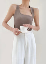Load image into Gallery viewer, Multi-way Asymmetric Toga Knit Top in Brown