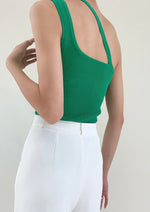 Load image into Gallery viewer, Asymmetric Cutout Knit Top in Green