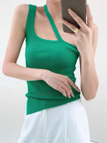 Load image into Gallery viewer, Asymmetric Cutout Knit Top in Green