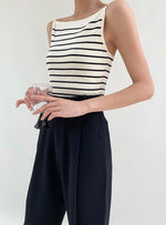 Load image into Gallery viewer, Striped Boatneck Camisole Top in Off White