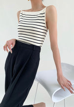Load image into Gallery viewer, Striped Boatneck Camisole Top in Off White