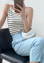 Load image into Gallery viewer, Striped Boatneck Camisole Top in Off White