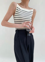 Load image into Gallery viewer, Striped Boatneck Camisole Top in Off White