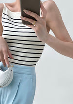 Load image into Gallery viewer, Striped Boatneck Camisole Top in Off White
