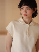 Load image into Gallery viewer, Cropped Sleeve Polo Top in Cream