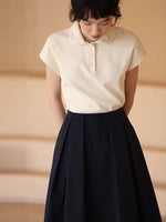 Load image into Gallery viewer, Cropped Sleeve Polo Top in Cream