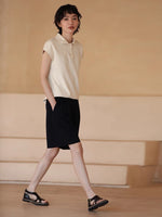 Load image into Gallery viewer, Cropped Sleeve Polo Top in Cream