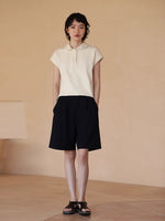 Load image into Gallery viewer, Cropped Sleeve Polo Top in Cream
