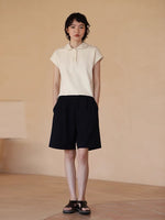 Load image into Gallery viewer, Cropped Sleeve Polo Top in Cream