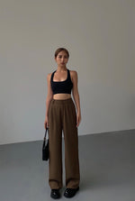 Load image into Gallery viewer, Tailored Straight Leg Trousers in Brown