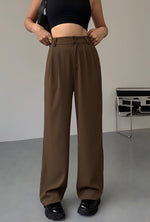 Load image into Gallery viewer, Tailored Straight Leg Trousers in Brown