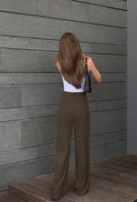 Load image into Gallery viewer, Tailored Straight Leg Trousers in Brown