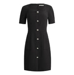 Load image into Gallery viewer, Chantelle Button Sheath Dress in Black