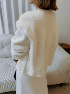 Korean Fluffy Open Jacket in Cream