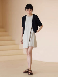 [Ready Stock] Side Button Shift Dress in Greige