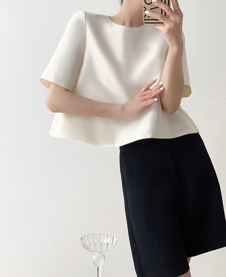 Tailored Relaxed Blouse in White
