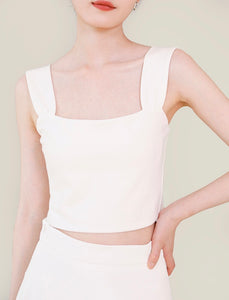 Cropped Stretch Strap Top in White