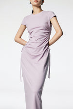 Load image into Gallery viewer, Side Cutout Shirring Dress in Purple
