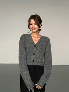 Woollen Cropped Cardigan [2 Colours]