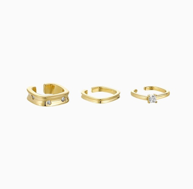 Set of 3 Square Ear Cuffs