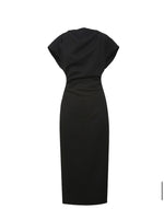 Load image into Gallery viewer, Korean Gathered Sheath Midi Dress [2 Colours]
