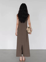 Load image into Gallery viewer, Twist Strap Pocket Maxi Dress in Brown
