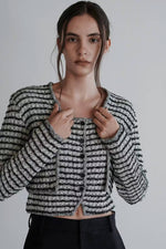Load image into Gallery viewer, Korean Tweed Button Sleeveless Top// Cardigan Set in Grey/Black
