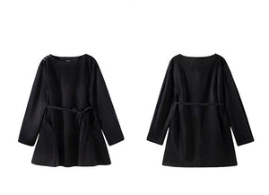 2-Way Long Sleeve Flare Dress in Black