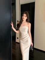 Load image into Gallery viewer, Gathered Stretch Bustier Dress in Cream

