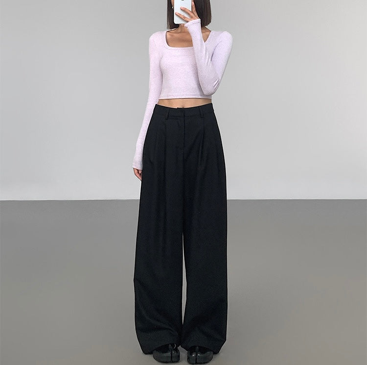 Stretch Cropped Long Sleeve Top [2 Colours]