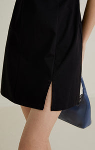 Double Cami Cross Strap Mini Dress in Black
