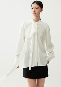 Oversized Ribbon Crepe Blouse [2 Colours]