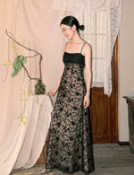 Load image into Gallery viewer, Textured Lace Cami Gown in Black
