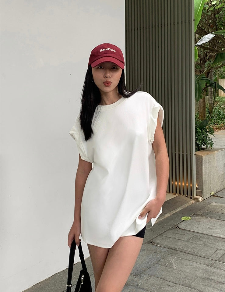 Twist Sleeve Hem Tee in White