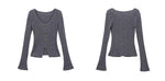 Load image into Gallery viewer, Textured Split Hem Top in Grey
