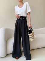 Load image into Gallery viewer, High Waist Wide Leg Trousers in Black
