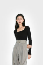 Load image into Gallery viewer, Fine Knit Wool Blend Top in Black
