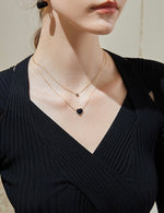 Load image into Gallery viewer, Double Chain Heart Diamante Necklace
