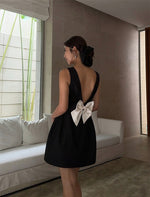Load image into Gallery viewer, Drop Back Bow Tailored Dress in Black
