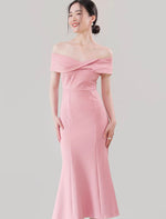 Load image into Gallery viewer, Leighton Off Shoulder Dress in Pink
