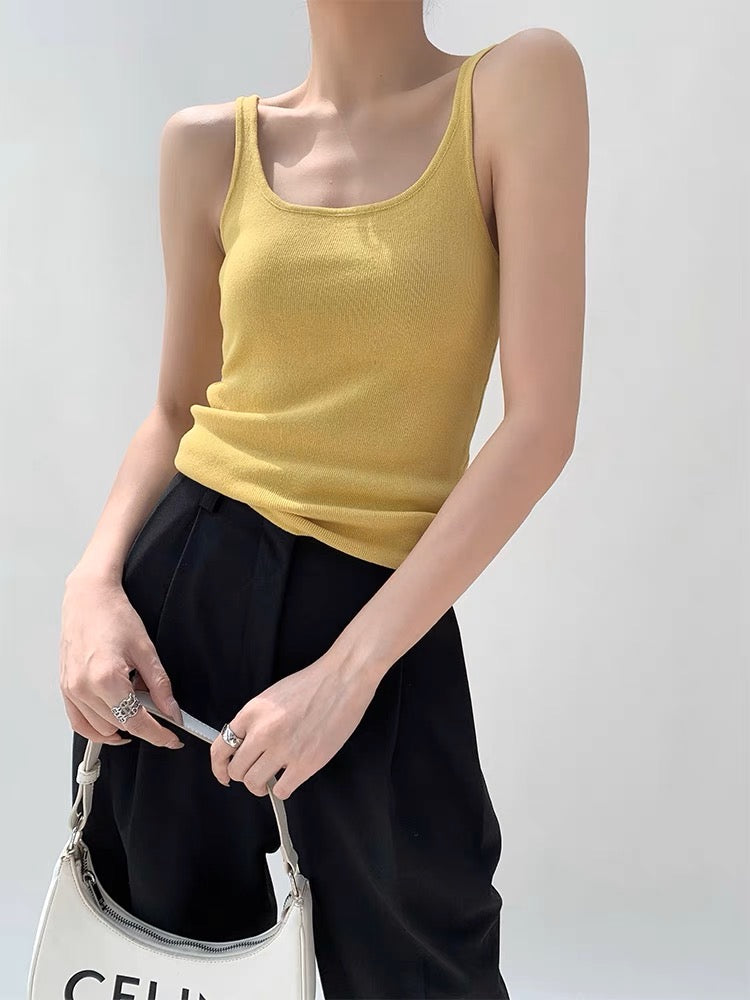 Light Knit Tank Top in Yellow