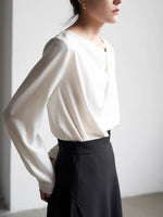 Load image into Gallery viewer, Drape Long Sleeve  Blouse [2 Colours]
