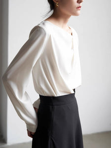 Drape Long Sleeve  Blouse [2 Colours]