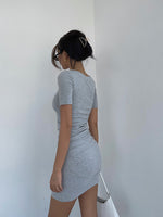 Load image into Gallery viewer, Shirring Wrap Hem Bodycon Dress [4 Colours]
