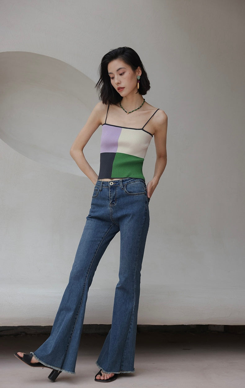 Light Knit Colourblock Camisole in Multi