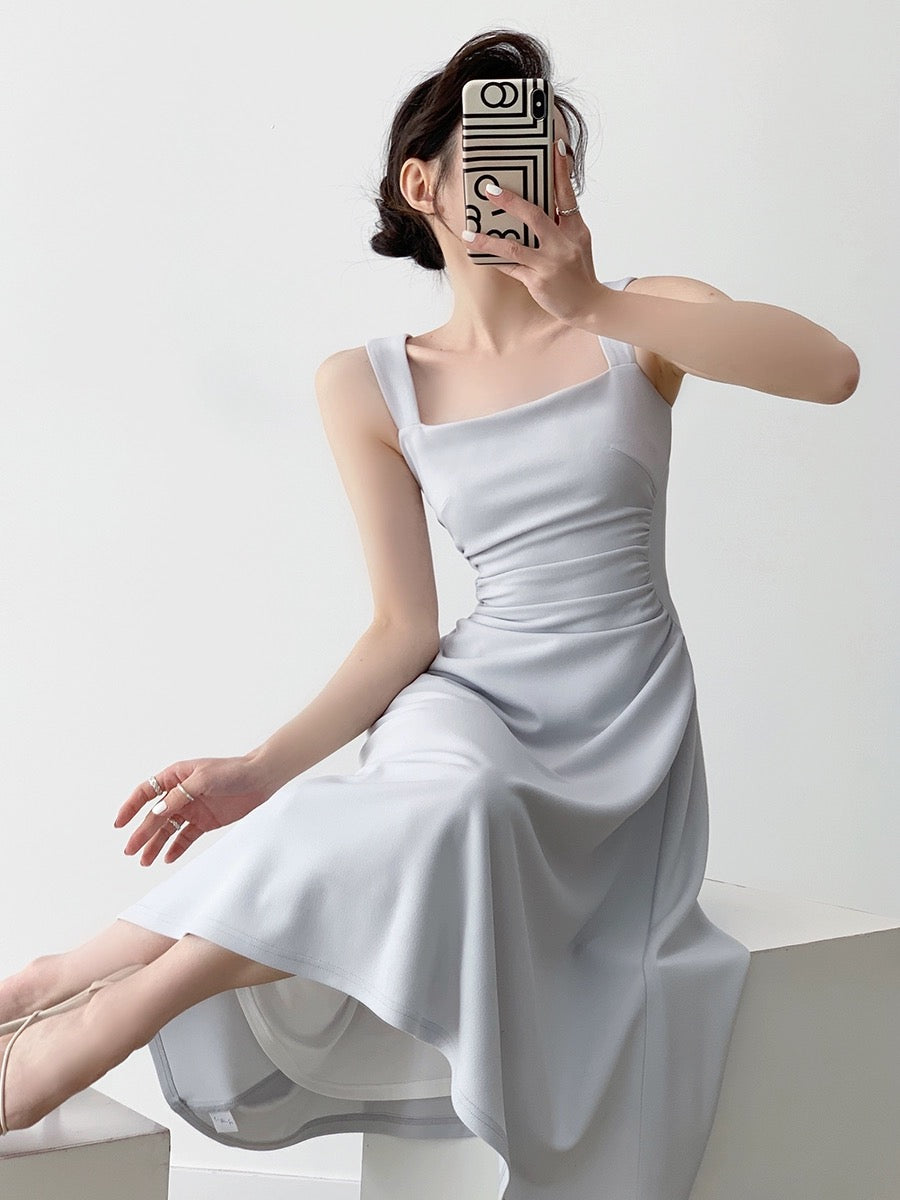 Side Gathered Flare Midi Dress [5 Colours]