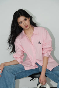 Embroidered Letter Cotton Shirt [3 Colours]