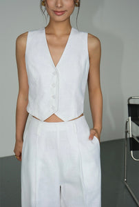 Linen Cropped Vest [2 Colours]