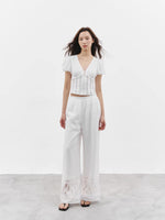 Load image into Gallery viewer, Tencel Blend Ruffle Blouse in White
