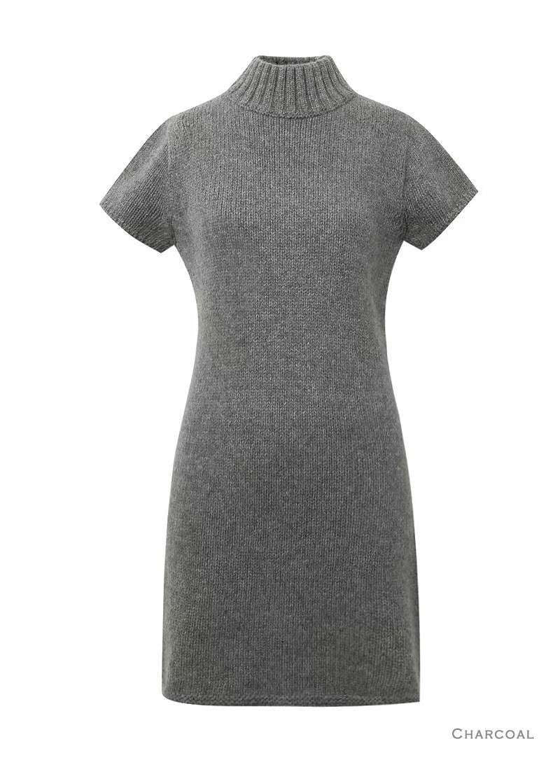 Korean Merino Cashmere Half Knit Dress [3 Colours]